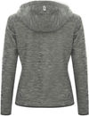Am image of a Custom Dryframe Dry Tech Water Resistant Fleece Full Zip Hooded Ladies Jacket in Asphalt Heather!