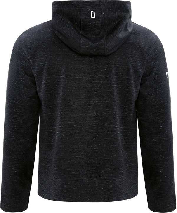 Am image of a Custom Dryframe Dry Tech Water Resistant Fleece Pullover Hood in Black Heather!