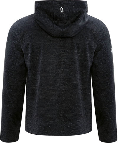 Am image of a Custom Dryframe Dry Tech Water Resistant Fleece Pullover Hood in Black Heather!