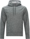 Am image of a Custom Dryframe Dry Tech Water Resistant Fleece Pullover Hood in Asphalt Heather!