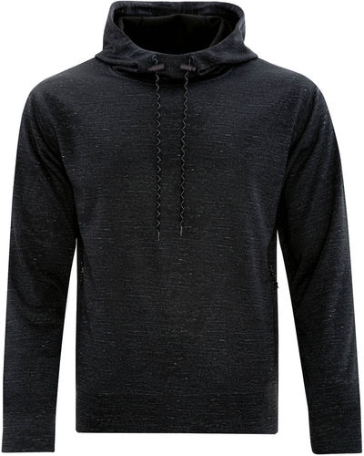 Am image of a Custom Dryframe Dry Tech Water Resistant Fleece Pullover Hood in Black Heather!