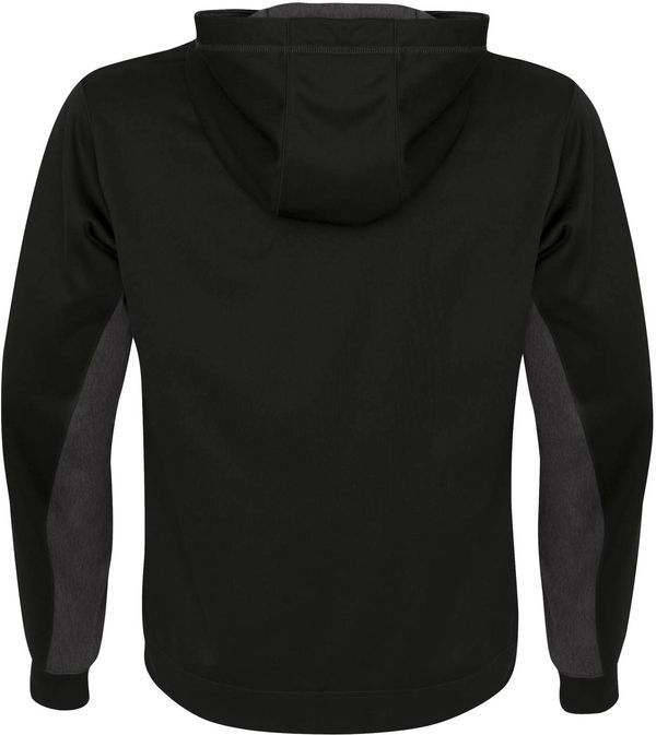 Am image of a Custom ATC Everyday Game Day Fleece Colour Block Hooded Sweatshirt in Black/Charcoal!
