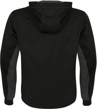 Am image of a Custom ATC Everyday Game Day Fleece Colour Block Hooded Sweatshirt in Black/Charcoal!