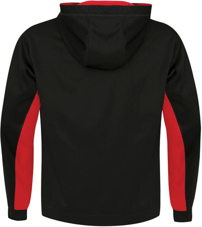 Am image of a Custom ATC Everyday Game Day Fleece Colour Block Hooded Sweatshirt in Black/True Red!