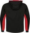 Am image of a Custom ATC Everyday Game Day Fleece Colour Block Hooded Sweatshirt in Black/True Red!