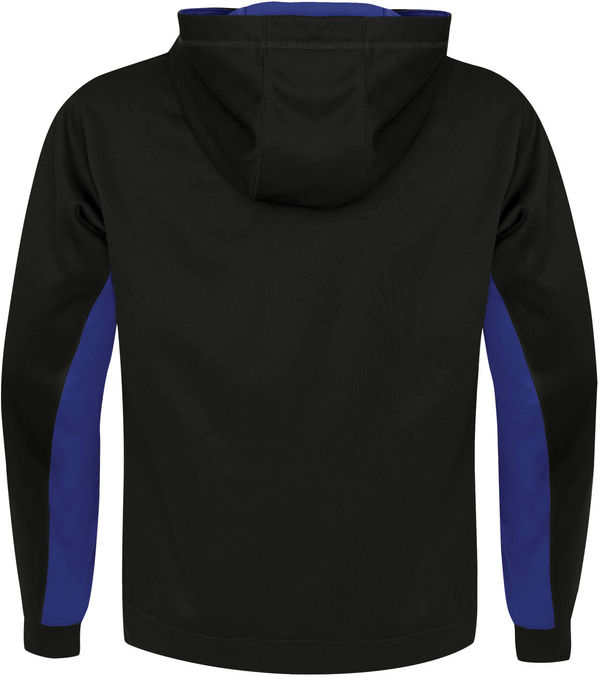 Am image of a Custom ATC Everyday Game Day Fleece Colour Block Hooded Sweatshirt in Black/True Royal!