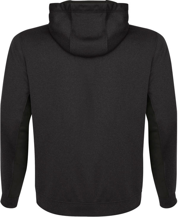 Am image of a Custom ATC Everyday Game Day Fleece Colour Block Hooded Sweatshirt in Charcoal/Black!