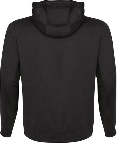 Am image of a Custom ATC Everyday Game Day Fleece Colour Block Hooded Sweatshirt in Charcoal/Black!