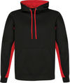 Am image of a Custom ATC Everyday Game Day Fleece Colour Block Hooded Sweatshirt in Black/True Red!