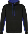 Am image of a Custom ATC Everyday Game Day Fleece Colour Block Hooded Sweatshirt in Black/True Royal!