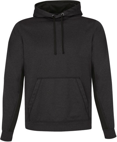 Am image of a Custom ATC Everyday Game Day Fleece Colour Block Hooded Sweatshirt in Charcoal/Black!