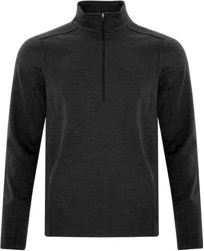 Am image of a Custom ATC DYNAMIC HEATHER FLEECE HALF ZIP SWEATSHIRT in Black Dynamic!