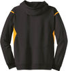 Am image of a Custom ATC Ptech Fleece Varcity Hooded Sweatshirt in Black/Gold!