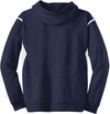 Am image of a Custom ATC Ptech Fleece Varcity Hooded Sweatshirt in True Navy/White!