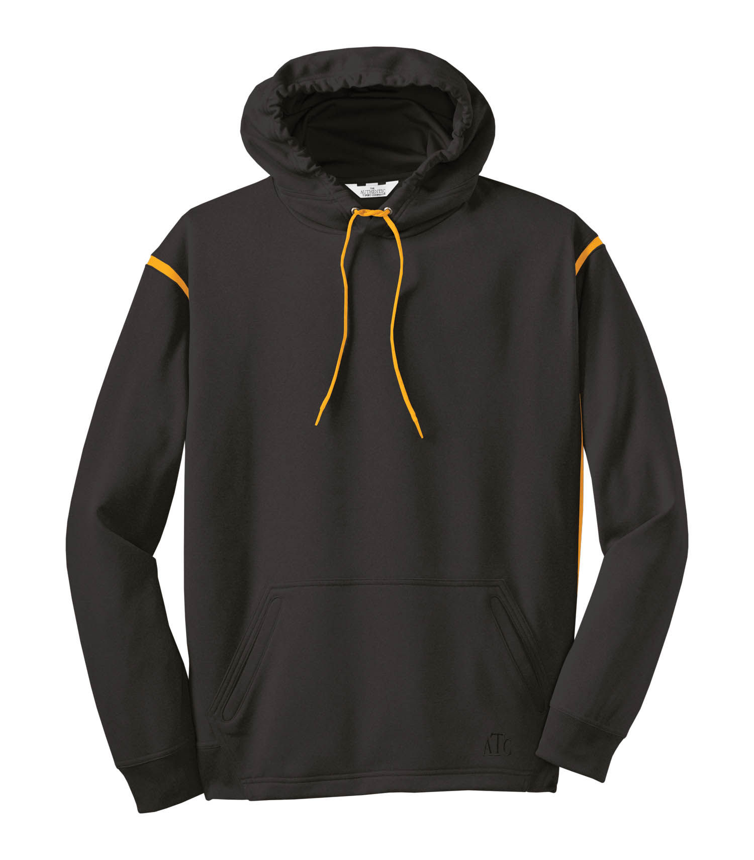 ATC Ptech Fleece Varcity Hooded Sweatshirt in Black/Gold