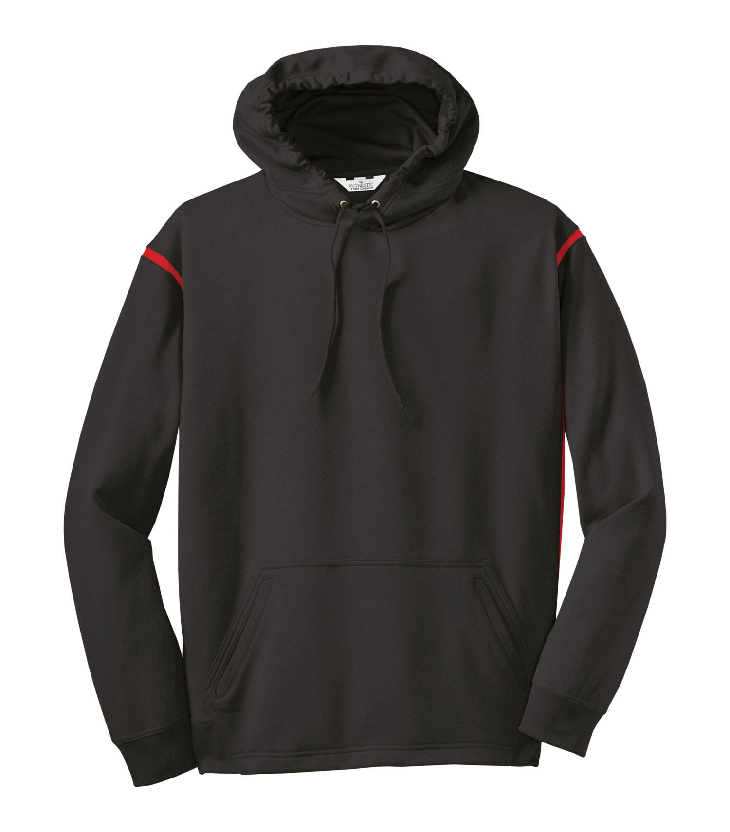 ATC Ptech Fleece Varcity Hooded Sweatshirt in Black/True Red