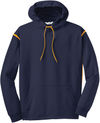 Am image of a Custom ATC Ptech Fleece Varcity Hooded Sweatshirt in True Navy/Gold!