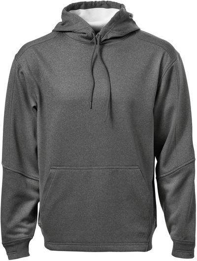 Am image of a Custom ATC PTech Fleece Hooded Sweatshirt in Charcoal Heather!