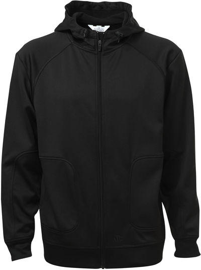 Am image of a Custom ATC Ptech Fleece Hooded Jacket in Black!