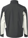 Am image of a Custom Coal Harbour Everyday Colour Block Water Repellent Soft Shell Jacket in Graphite/Winter White!