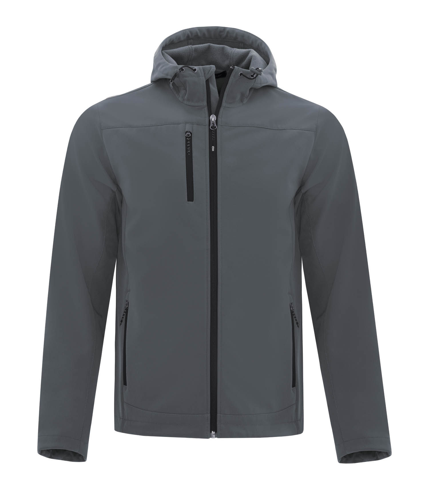 Coal Harbour Everyday Hooded Water Repellent Stretch Soft Shell Jacket in Iron Grey