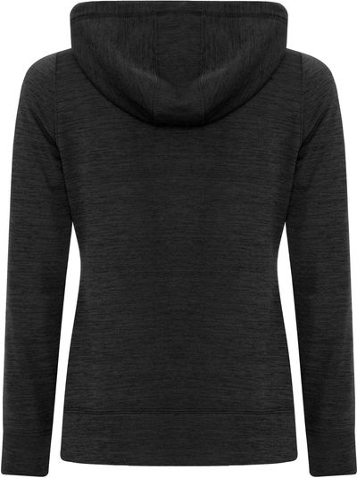 Am image of a Custom ATC Dynamic Heather Fleece Hooded Ladies Sweatshirt in Black Dynamic!