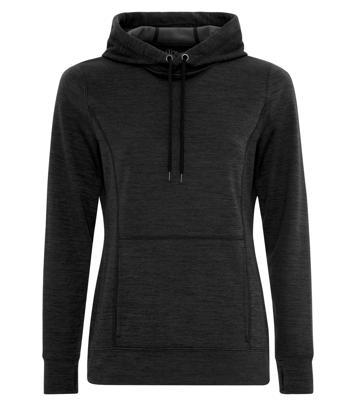 ATC Dynamic Heather Fleece Hooded Ladies Sweatshirt in Black Dynamic