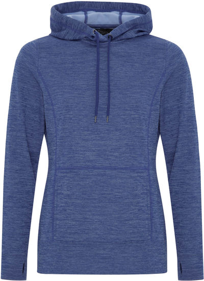 Am image of a Custom ATC Dynamic Heather Fleece Hooded Ladies Sweatshirt in True Royal Dynamic!