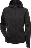 Am image of a Custom ATC PTech Fleece Hooded Ladies Jacket in Black!