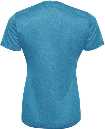 Am image of a Custom ATC Pro Team Heather ProFormance V Neck Ladies Tee in Blue Wake Heather !