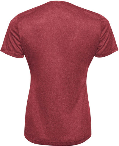 Am image of a Custom ATC Pro Team Heather ProFormance V Neck Ladies Tee in Cardinal Heather!