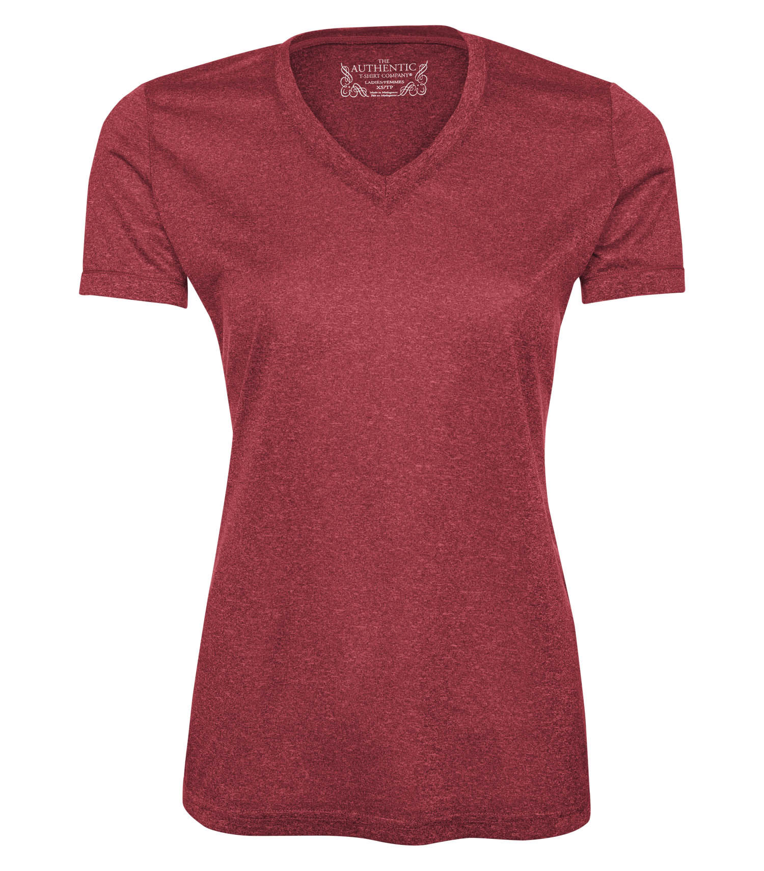 ATC Pro Team Heather ProFormance V Neck Ladies Tee in Cardinal Heather