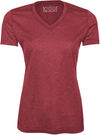 Am image of a Custom ATC Pro Team Heather ProFormance V Neck Ladies Tee in Cardinal Heather!