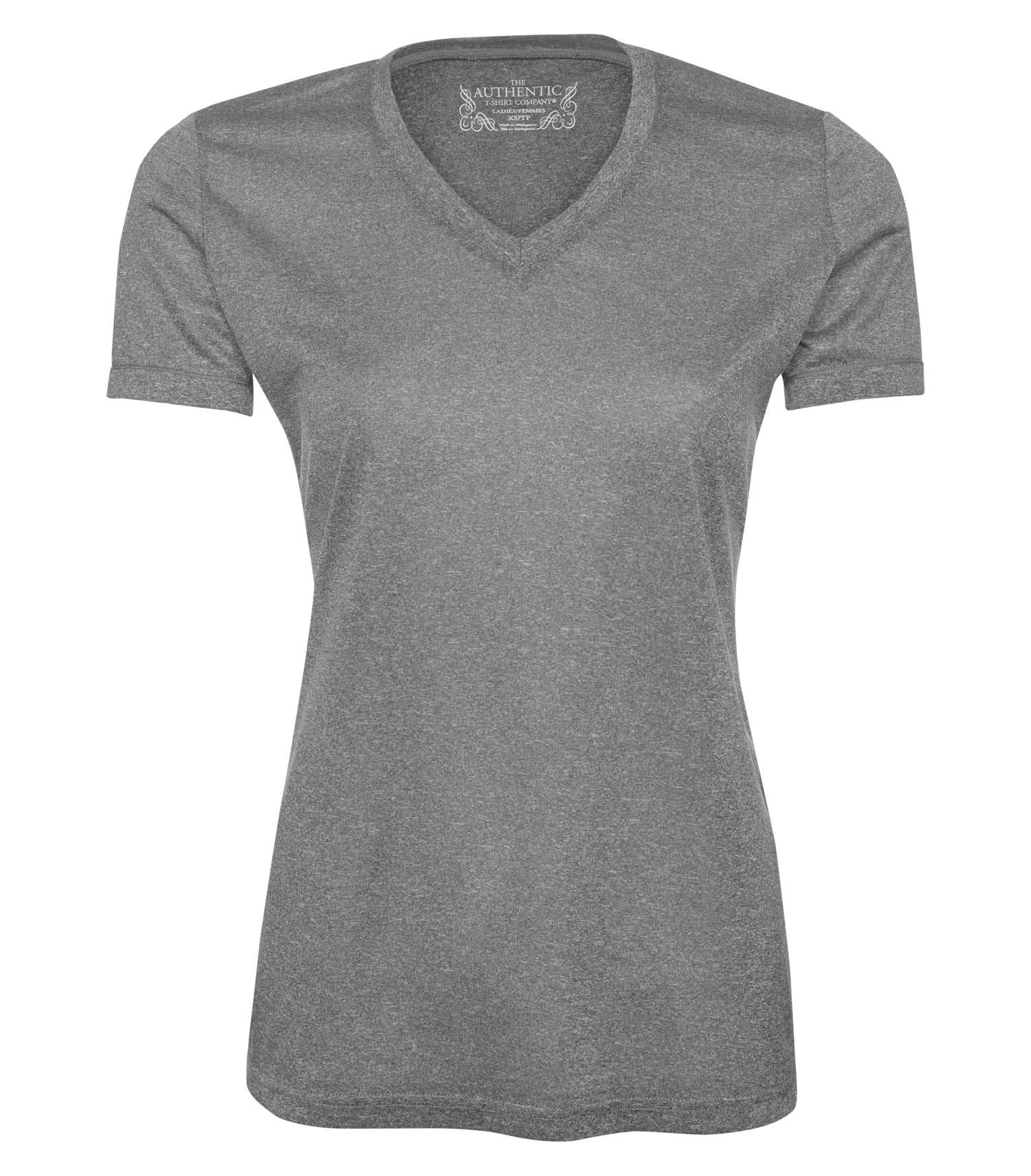 ATC Pro Team Heather ProFormance V Neck Ladies Tee in Charcoal Heather