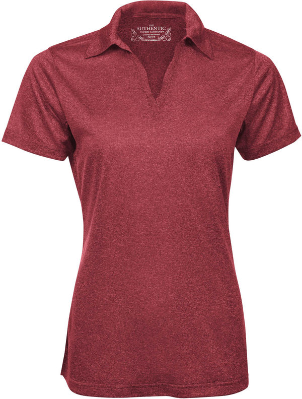 Am image of a Custom ATC PRO TEAM HEATHER ProFORMANCE LADIES' SPORT SHIRT in Cardinal Heather!