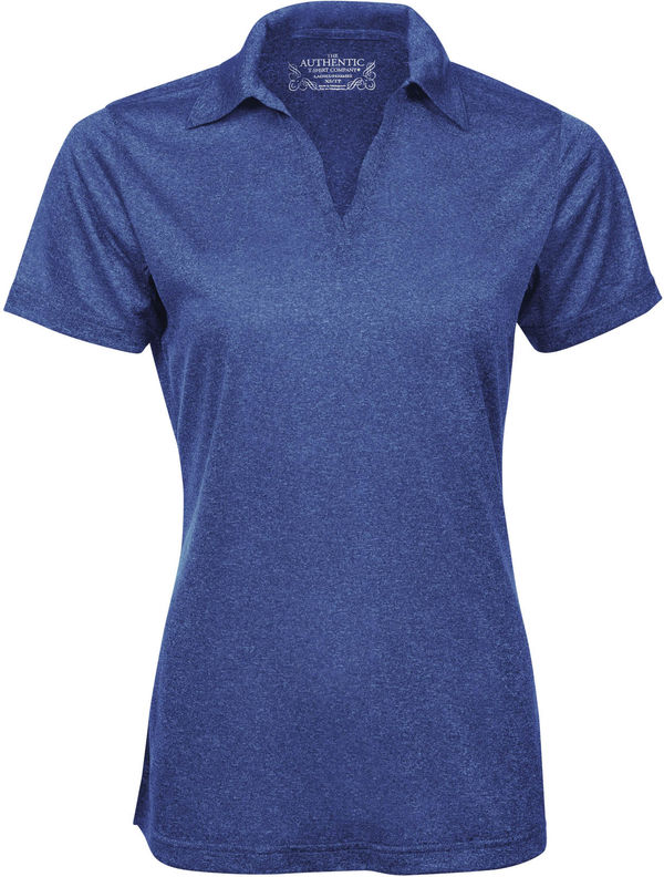 Am image of a Custom ATC PRO TEAM HEATHER ProFORMANCE LADIES' SPORT SHIRT in Cobalt Heather!