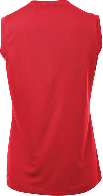 Am image of a Custom ATC Pro Team Sleeveless V Neck Ladies Tee in True Red!
