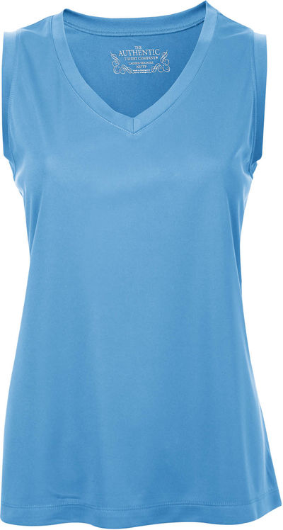 Am image of a Custom ATC Pro Team Sleeveless V Neck Ladies Tee in Carolina Blue!