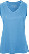 Am image of a Custom ATC Pro Team Sleeveless V Neck Ladies Tee in Carolina Blue!