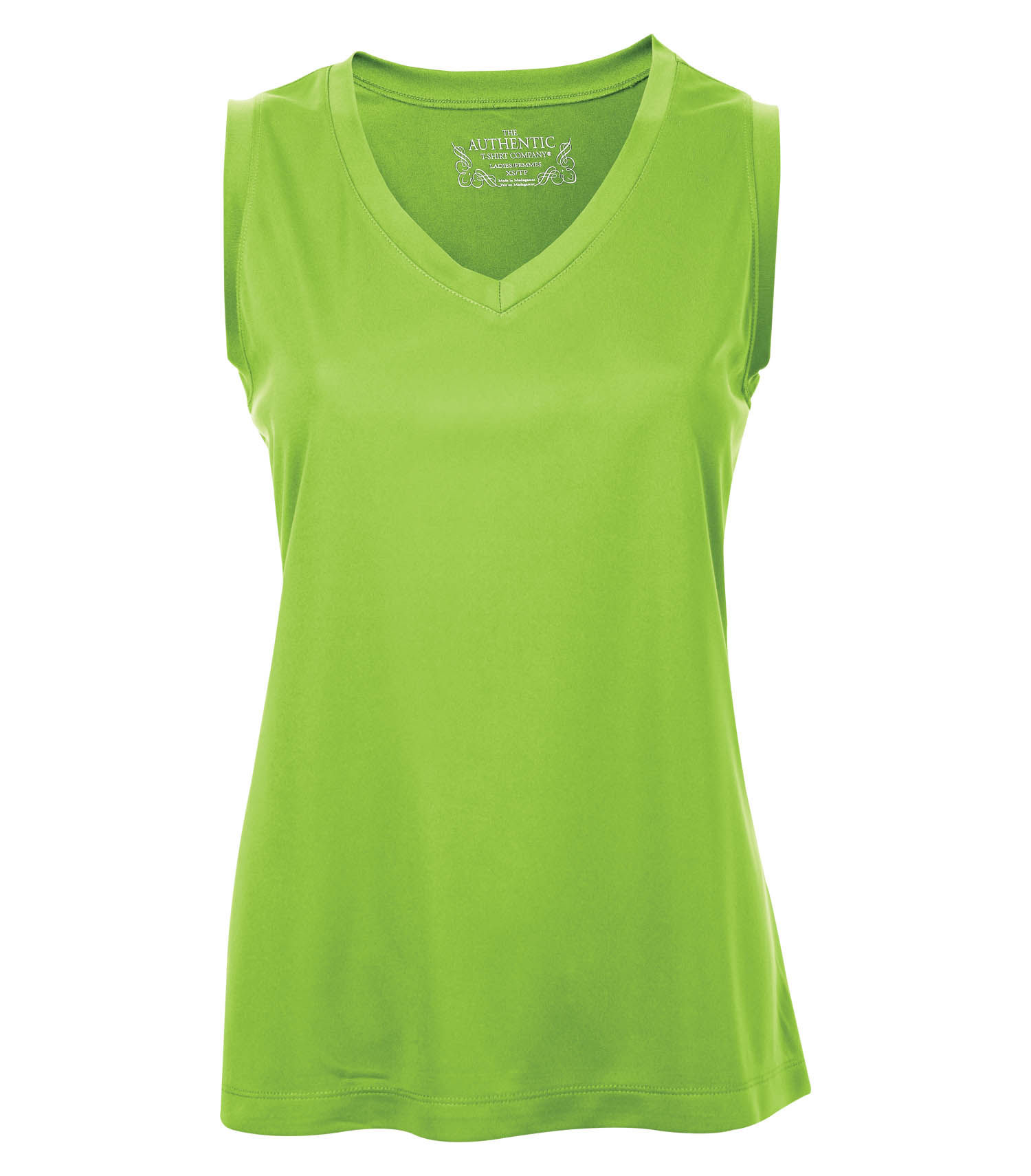 ATC Pro Team Sleeveless V Neck Ladies Tee in Lime Shock