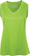 Am image of a Custom ATC Pro Team Sleeveless V Neck Ladies Tee in Lime Shock!