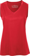 Am image of a Custom ATC Pro Team Sleeveless V Neck Ladies Tee in True Red!