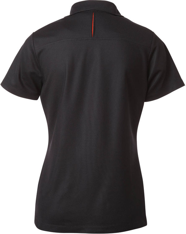 Am image of a Custom Coal Harbour Snag Resistant Contrast Insert Ladies Sport Shirt in Black/Orange!