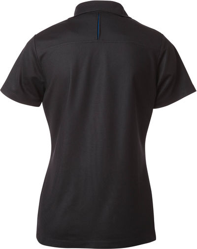 Am image of a Custom Coal Harbour Snag Resistant Contrast Insert Ladies Sport Shirt in Black/Royal!