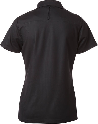 Am image of a Custom Coal Harbour Snag Resistant Contrast Insert Ladies Sport Shirt in Black/White!