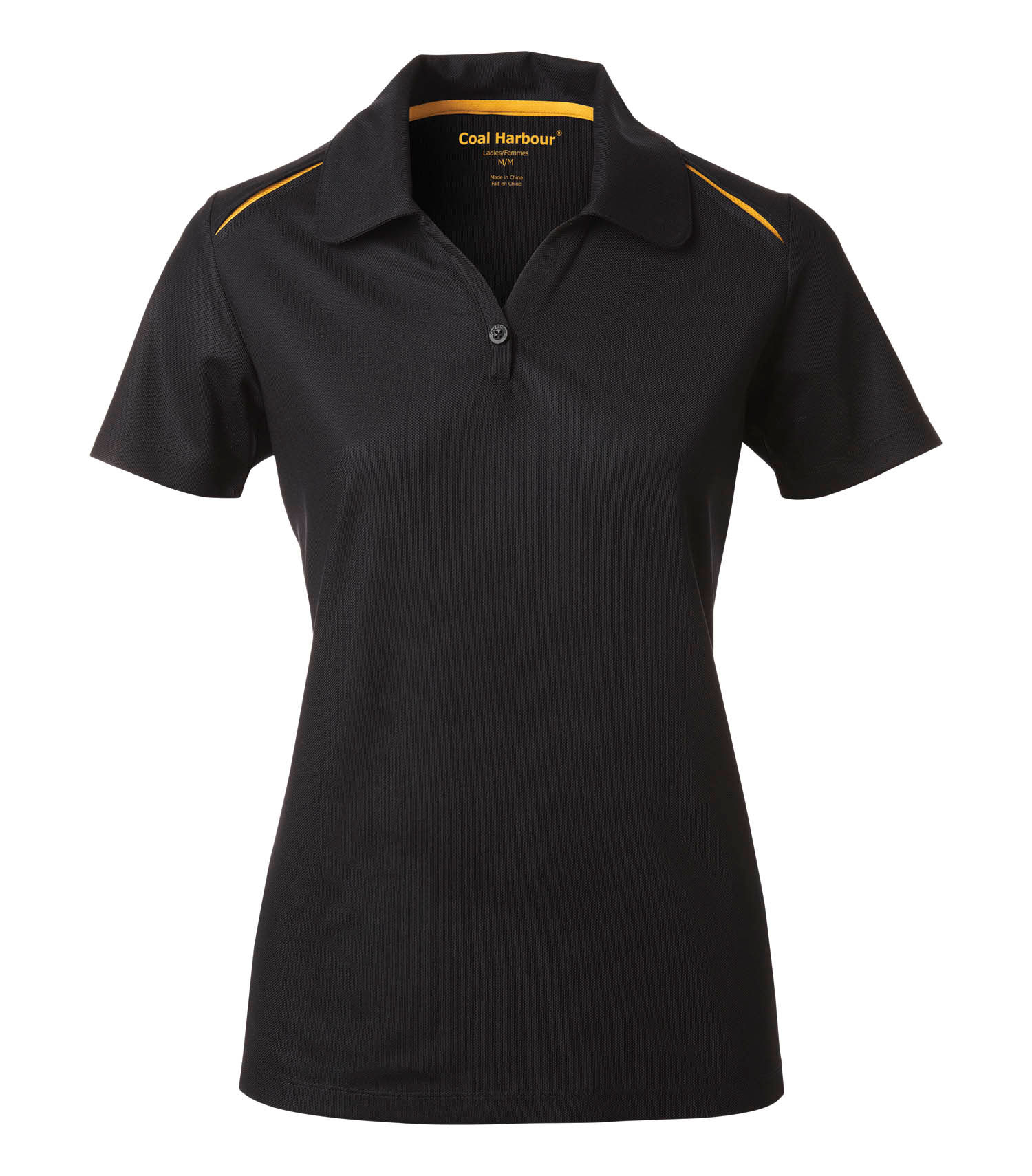 Coal Harbour Snag Resistant Contrast Insert Ladies Sport Shirt in Black/Gold
