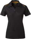 Am image of a Custom Coal Harbour Snag Resistant Contrast Insert Ladies Sport Shirt in Black/Gold!