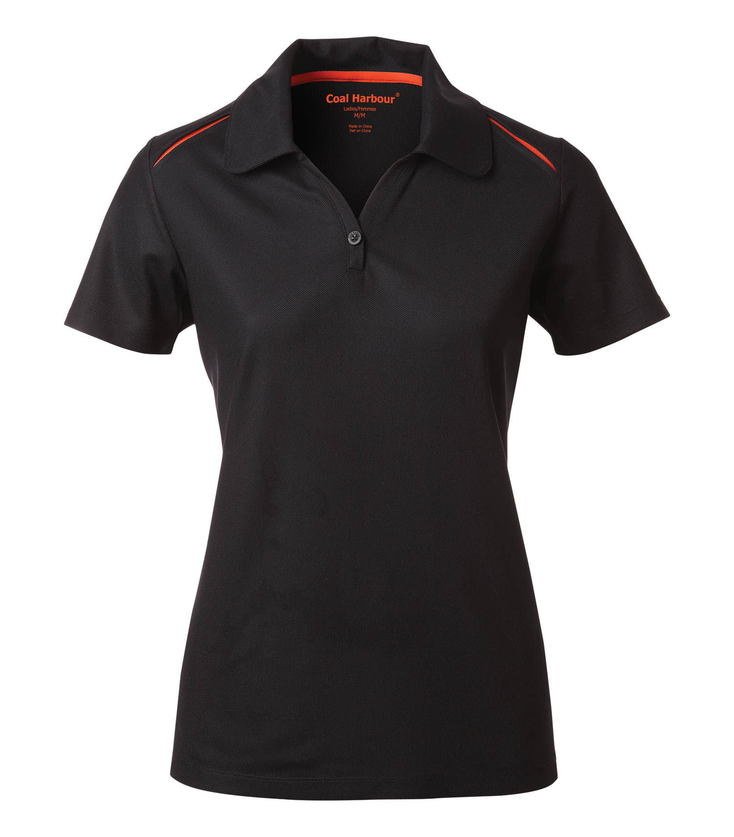 Coal Harbour Snag Resistant Contrast Insert Ladies Sport Shirt in Black/Orange