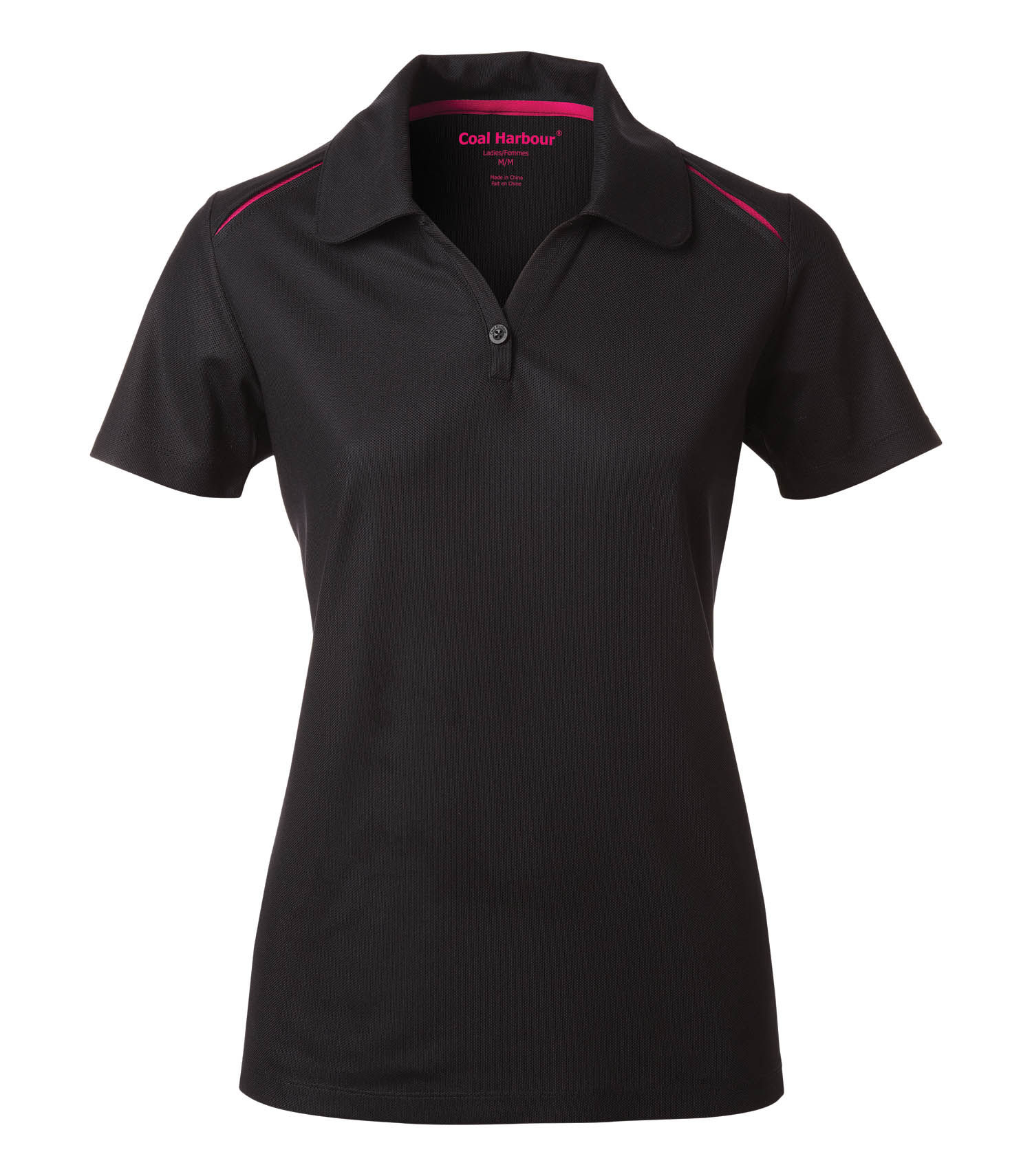 Coal Harbour Snag Resistant Contrast Insert Ladies Sport Shirt in Black/Raspberry