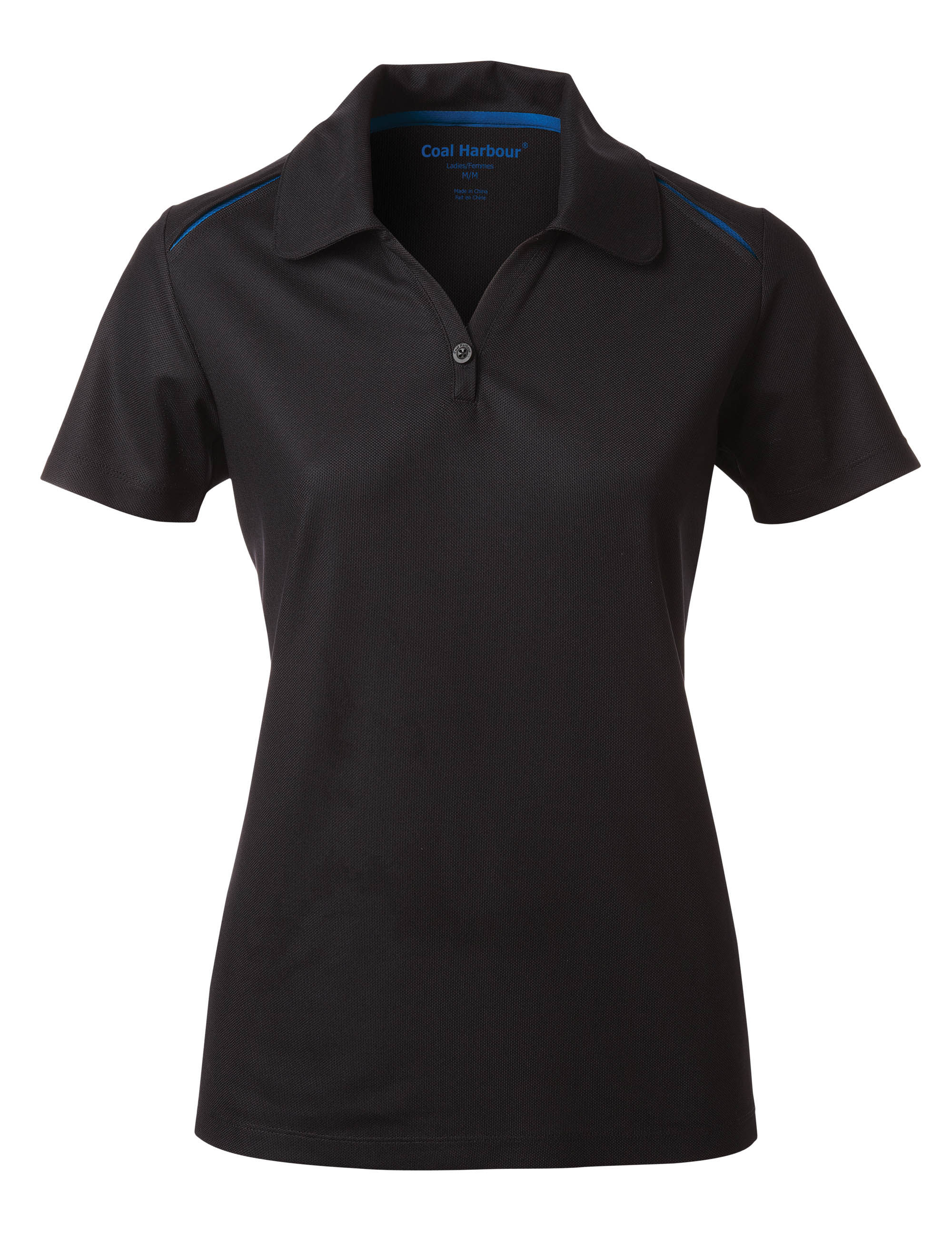 Coal Harbour Snag Resistant Contrast Insert Ladies Sport Shirt in Black/Royal